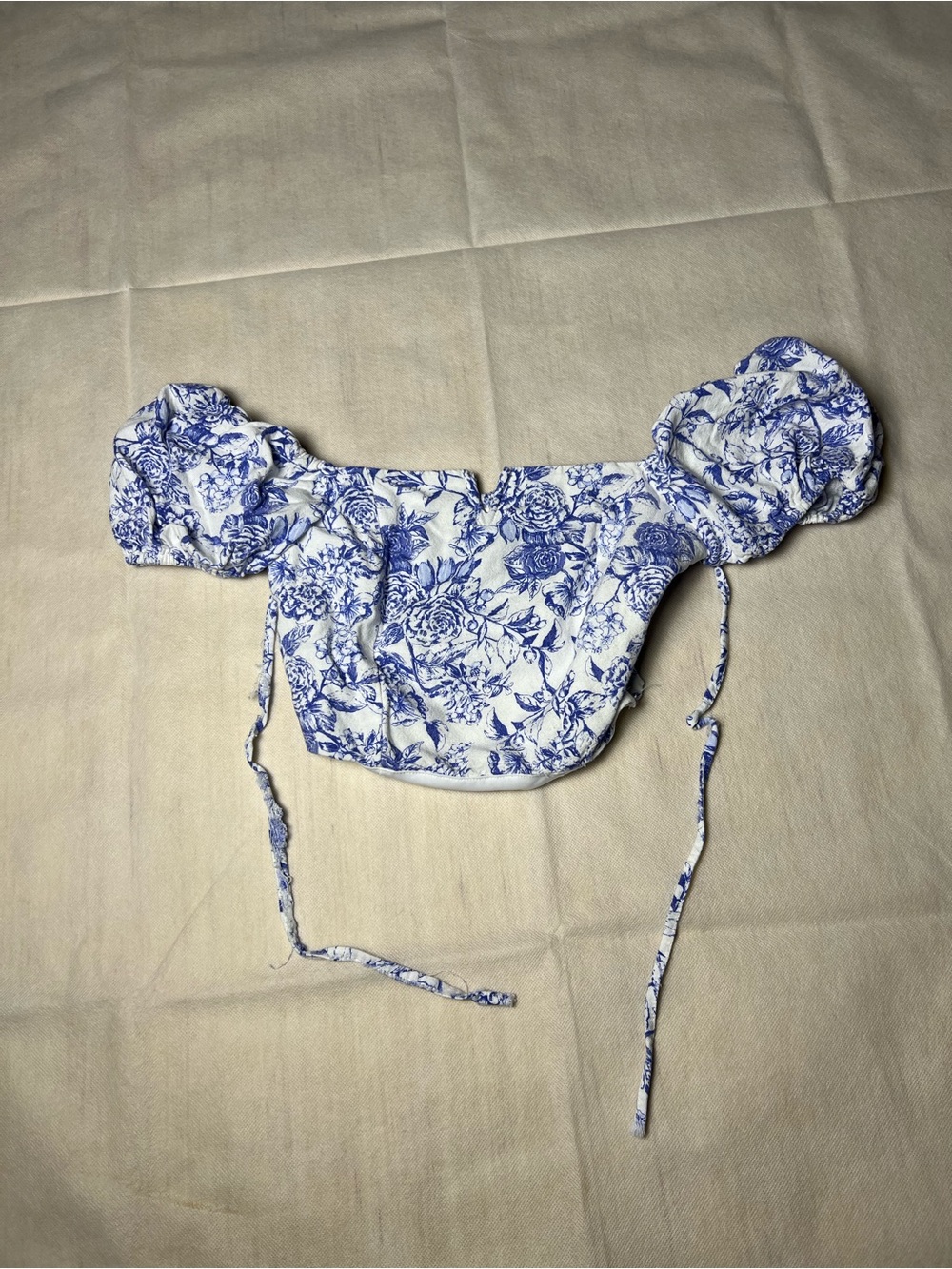 Altar'd State white/blue floral crop top